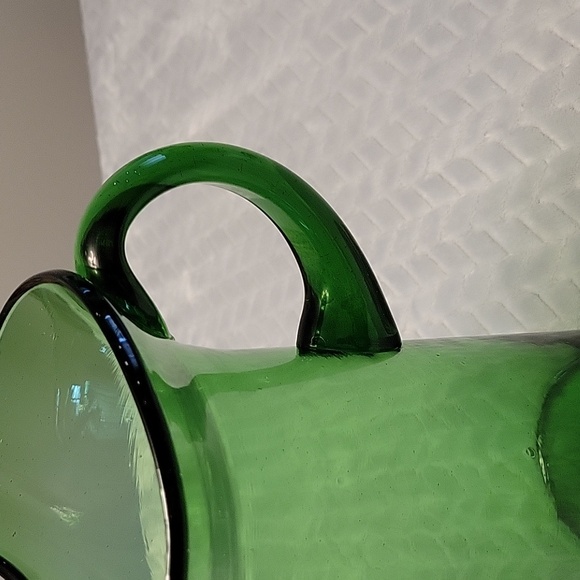 Vintage Blown Glass Pitcher Vase Green - Picture 3 of 5